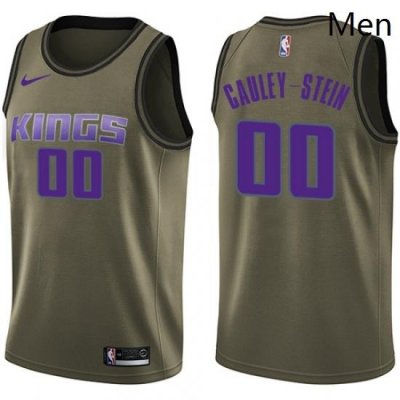 Mens Nike Sacramento Kings 0 Willie Cauley Stein Swingman Green Salute to Service NBA Jersey