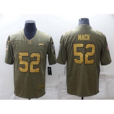 Men Los Angeles Chargers 52 Khalil Mack Olive Gold Salute To Service Limited Stitched jersey