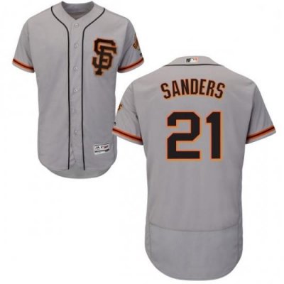 Mens Majestic San Francisco Giants 21 Deion Sanders Grey Alternate Flex Base Authentic Collection MLB Jersey