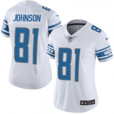 Womens Nike Detroit Lions 81 Calvin Johnson Elite White NFL Jersey