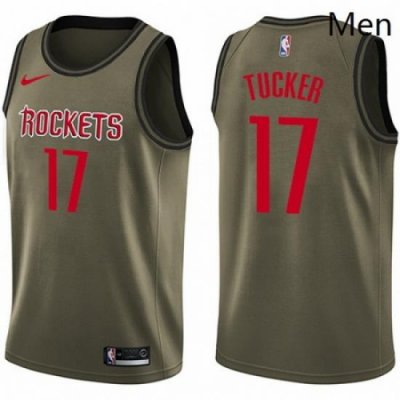 Mens Nike Houston Rockets 17 PJ Tucker Green Salute to Service NBA Swingman Jersey