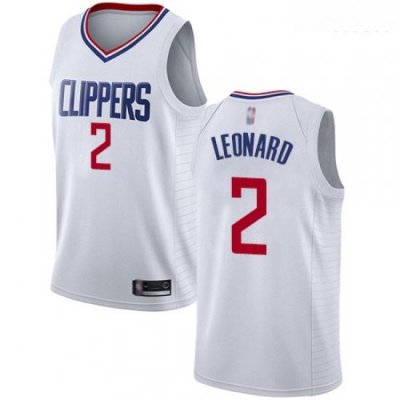 Clippers #2 Kawhi Leonard White Basketball Swingman Association Edition Jersey