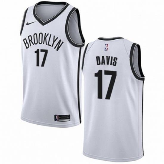 Mens Nike Brooklyn Nets 17 Ed Davis Swingman White NBA Jersey Association Edition