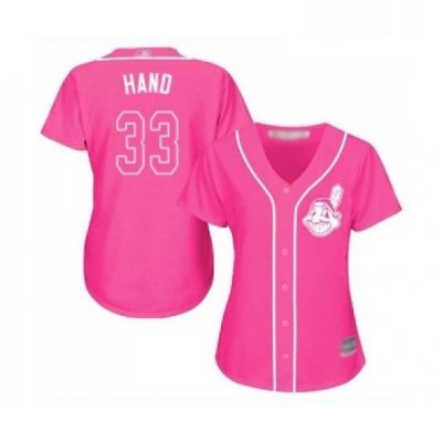 Womens Cleveland Indians 33 Brad Hand Replica Pink Fashion Cool Base Baseball Jersey