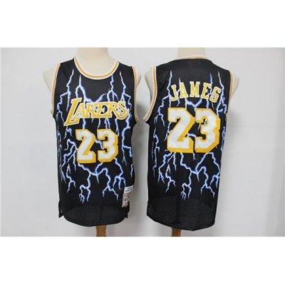 Lakers 23 Lebron James Black Hardwood Classics Lightning Limited Edition Jersey