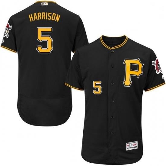 Mens Majestic Pittsburgh Pirates 5 Josh Harrison Black Alternate Flex Base Authentic Collection MLB Jersey