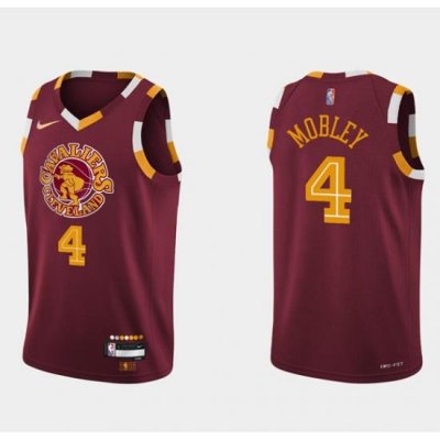 Men Cleveland Cavaliers 4 Evan Mobley Wine Red 2021 2022 75th Anniversary City Edition Swingman Stitched Jersey