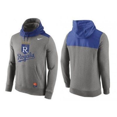 MLB Men Kansas City Royals Nike Gray Cooperstown Collection Hybrid Pullover Hoodie