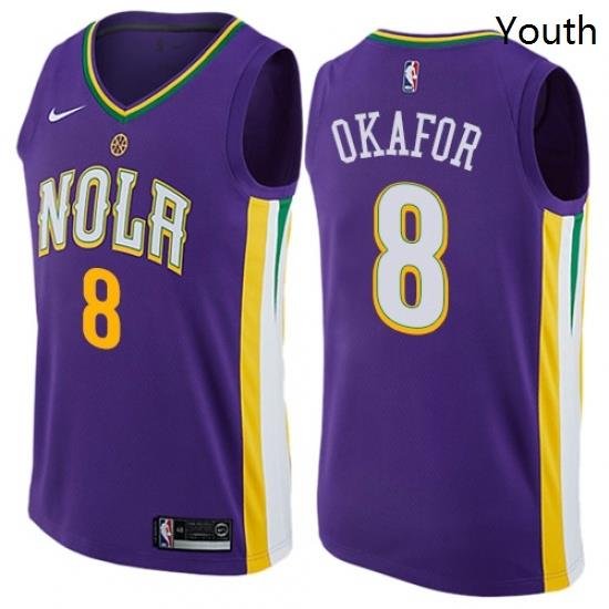 Youth Nike New Orleans Pelicans 8 Jahlil Okafor Swingman Purple NBA Jersey City Edition