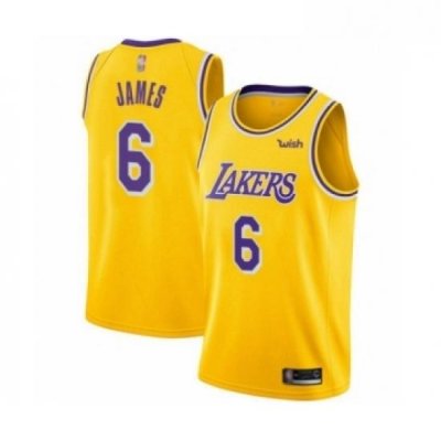 Youth Los Angeles Lakers 6 LeBron James Swingman Gold Basketball Jersey Icon Edition