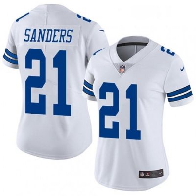 Womens Nike Dallas Cowboys 21 Deion Sanders White Vapor Untouchable Limited Player NFL Jersey