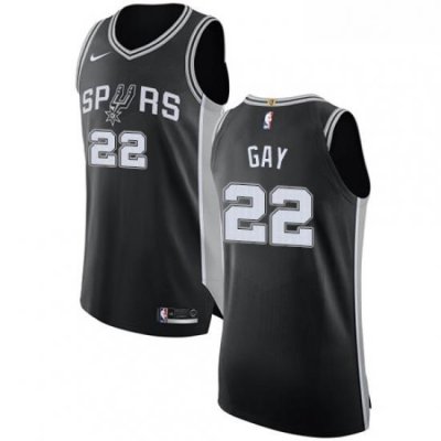 Youth Nike San Antonio Spurs 22 Rudy Gay Authentic Black Road NBA Jersey Icon Edition