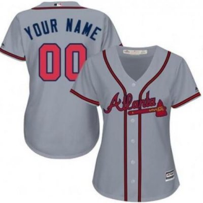 Men Women Youth All Size Atlanta Braves Cool Base Custom Jerseys Grey 3