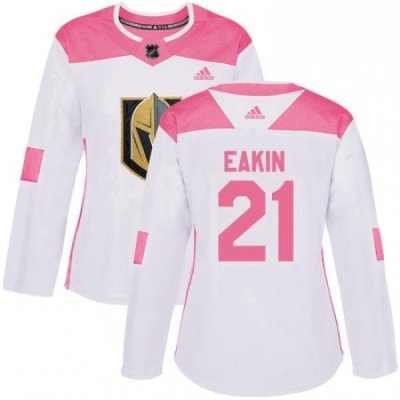 Womens Adidas Vegas Golden Knights 21 Cody Eakin Authentic WhitePink Fashion NHL Jersey