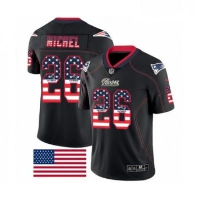 Mens Nike New England Patriots 26 Sony Michel Limited Black Rush USA Flag NFL Jersey