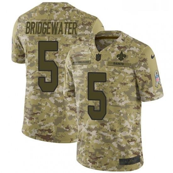 Mens Nike New Orleans Saints 5 Teddy Bridgewater Limited Camo 2018 Salute to Service NFL Jersey