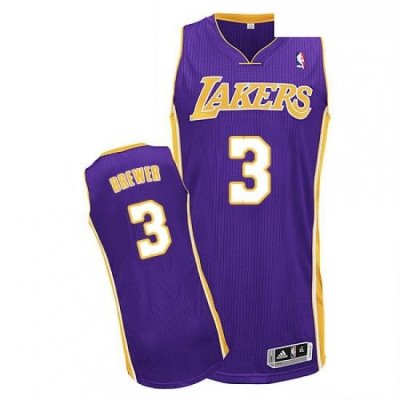 Youth Adidas Los Angeles Lakers 3 Corey Brewer Authentic Purple Road NBA Jersey