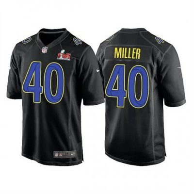 Men Los Angeles Rams 40 Von Miller 2022 Black Super Bowl LVI Game Stitched Jersey