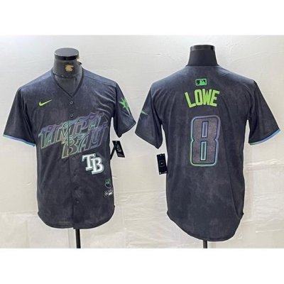 Men Tampa Bay Rays 8 Brandon LoWe Charcoal 2024 City Connect Limited Stitched jerseys 3