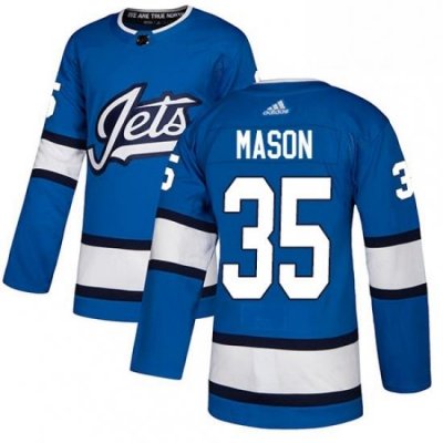 Mens Adidas Winnipeg Jets 35 Steve Mason Authentic Blue Alternate NHL Jersey