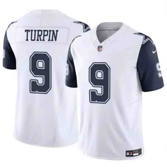 Men Dallas Cowboys 9 KaVontae Turpin White 2023 F U S E Vapor Untouchable Limited Stitched Football Jersey 1