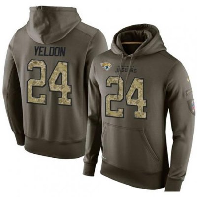 NFL Nike Jacksonville Jaguars 24 TJ Yeldon Green Salute To Service Mens Pullover Hoodie