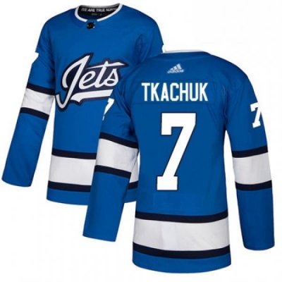 Youth Adidas Winnipeg Jets 7 Keith Tkachuk Authentic Blue Alternate NHL Jersey