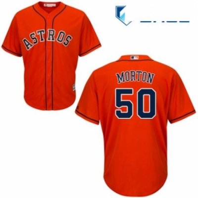 Youth Majestic Houston Astros 50 Charlie Morton Authentic Orange Alternate Cool Base MLB Jersey