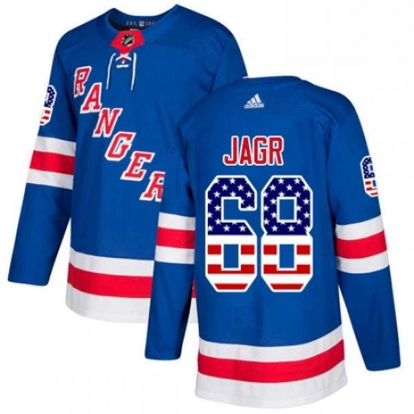 Youth Adidas New York Rangers 68 Jaromir Jagr Authentic Royal Blue USA Flag Fashion NHL Jersey