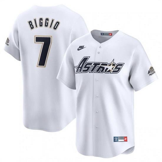 Men Houston Astros 7 Craig Biggio Cream Cooperstown Collection Limited Stitched Baseball Jersey