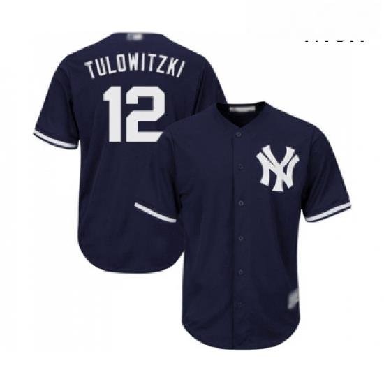 Mens NeW York Yankees 12 Troy TuloWitzki Replica Navy Blue Alternate Baseball Jersey