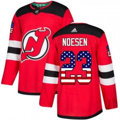 Youth Adidas New Jersey Devils 23 Stefan Noesen Authentic Red USA Flag Fashion NHL Jersey