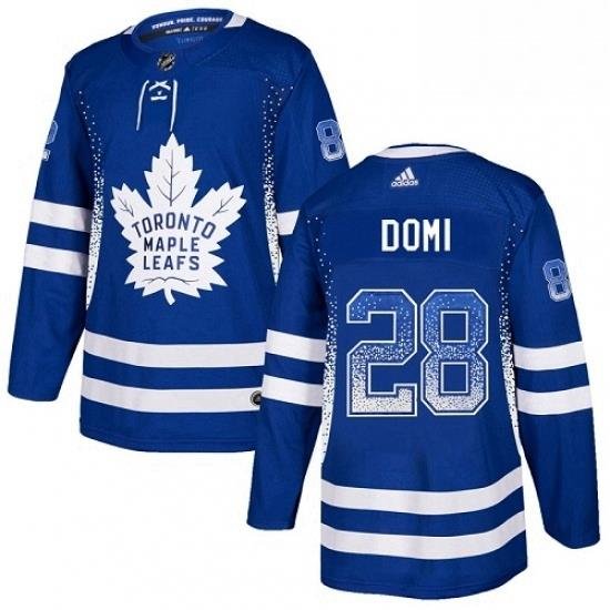 Mens Adidas Toronto Maple Leafs 28 Tie Domi Authentic Blue Drift Fashion NHL Jersey