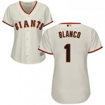 Womens Majestic San Francisco Giants 1 Gregor Blanco Authentic Cream Home Cool Base MLB Jersey