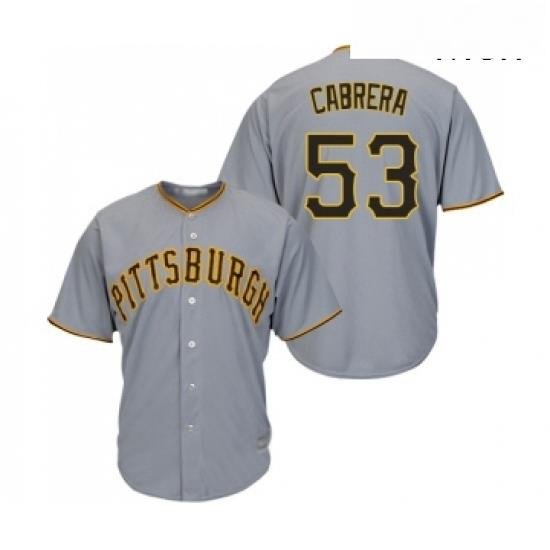 Mens Pittsburgh Pirates 53 Melky Cabrera Replica Grey Road Cool Base Baseball Jersey