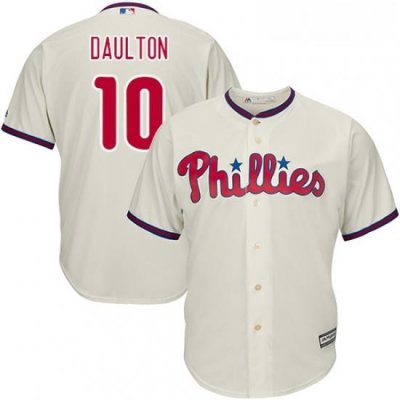 Youth Majestic Philadelphia Phillies 10 Darren Daulton Authentic Cream Alternate Cool Base MLB Jersey