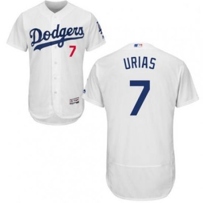 Mens Majestic Los Angeles Dodgers 7 Julio Urias White Flexbase Authentic Collection MLB Jersey