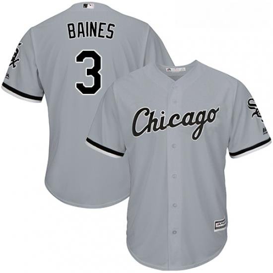 Youth Majestic Chicago White Sox 3 Harold Baines Replica Grey Road Cool Base MLB Jersey