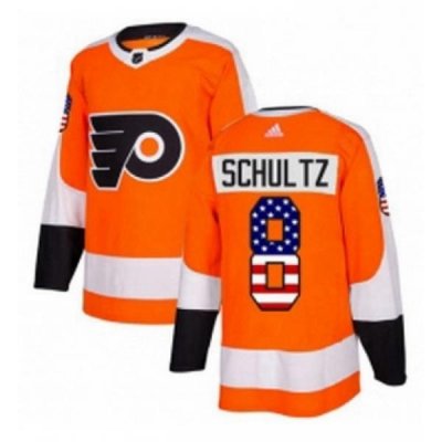 Mens Adidas Philadelphia Flyers 8 Dave Schultz Authentic Orange USA Flag Fashion NHL Jersey