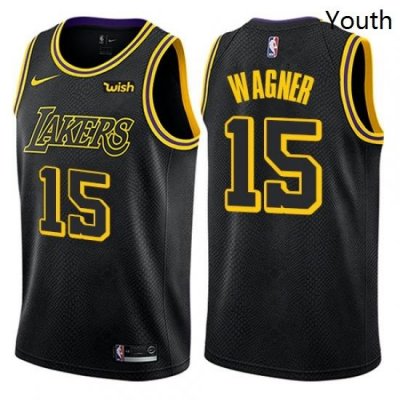 Youth Nike Los Angeles Lakers 15 Moritz Wagner Swingman Black NBA Jersey City Edition