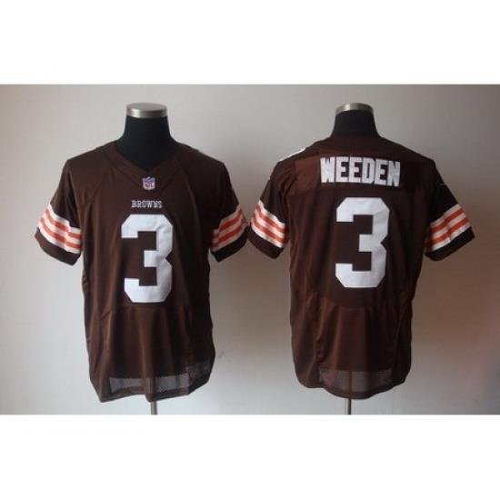 Nike Cleveland BroWns 3 Brandon Weeden BroWn Elite NFL Jersey