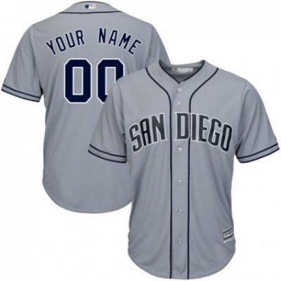 Men Women Youth All Size San Diego Padres Grey Customized Cool Base Jersey 3