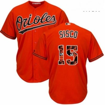 Mens Majestic Baltimore Orioles 15 Chance Sisco Authentic Orange Team Logo Fashion Cool Base MLB Jersey