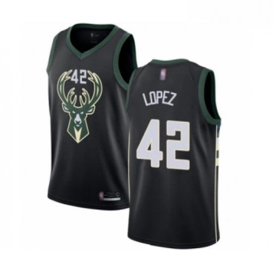 Youth Milwaukee Bucks 42 Robin Lopez Swingman Black Basketball Jersey Statement Edition