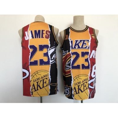 Men's Los Angeles Lakers #23 Michael Jordan Split Jersey