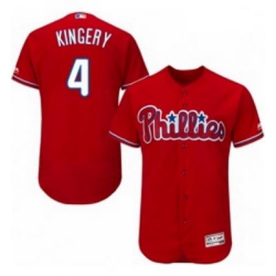 Mens Majestic Philadelphia Phillies 4 Scott Kingery Red Alternate Flex Base Authentic Collection MLB Jersey