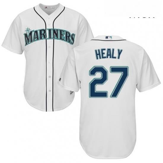 Mens Majestic Seattle Mariners 27 Ryon Healy Replica White Home Cool Base MLB Jersey