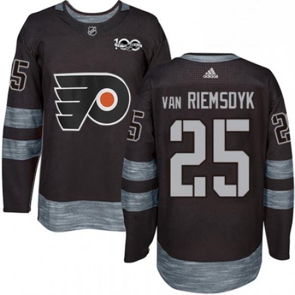 Mens Adidas Philadelphia Flyers 25 James Van Riemsdyk Authentic Black 1917 2017 100th Anniversary NHL Jersey