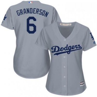 Womens Majestic Los Angeles Dodgers 6 Curtis Granderson Replica Grey Road Cool Base MLB Jersey