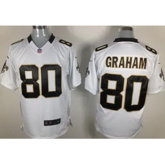 Nike New Orleans Saints 80 Jimmy Graham White Elite NFL Jersey